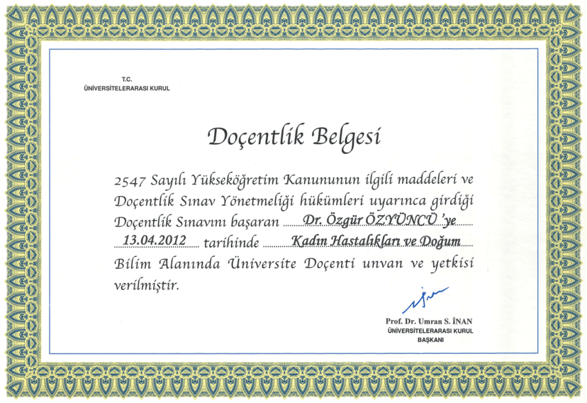 Doçentlik Belgesi