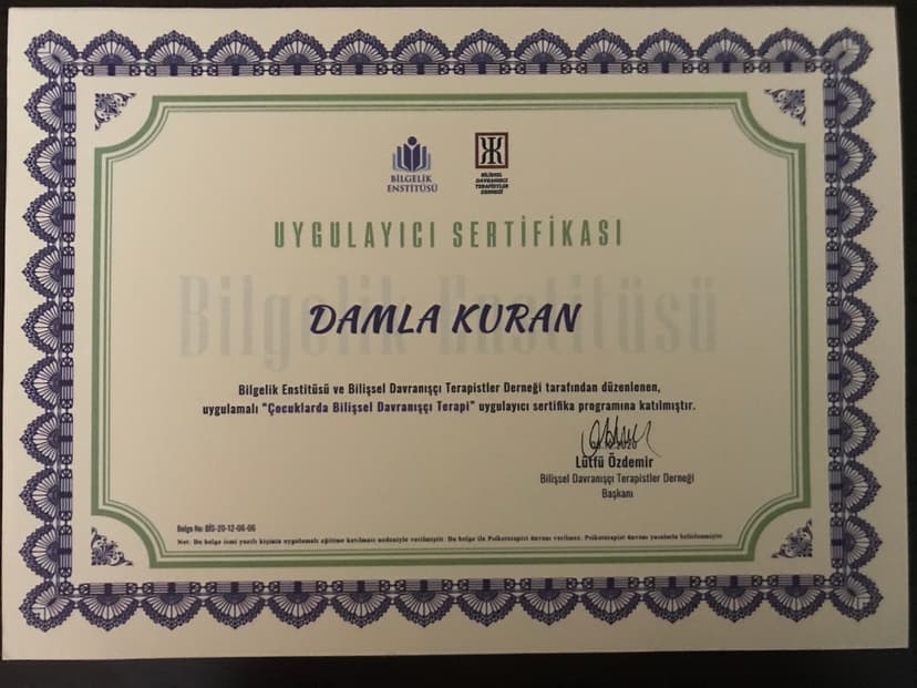 Çocuklarda Bilişsel Davranışçı Terapi Eğitimi Sertifikası