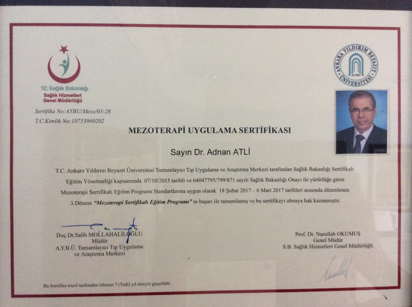 Mezoterapi uygulama sertifikası