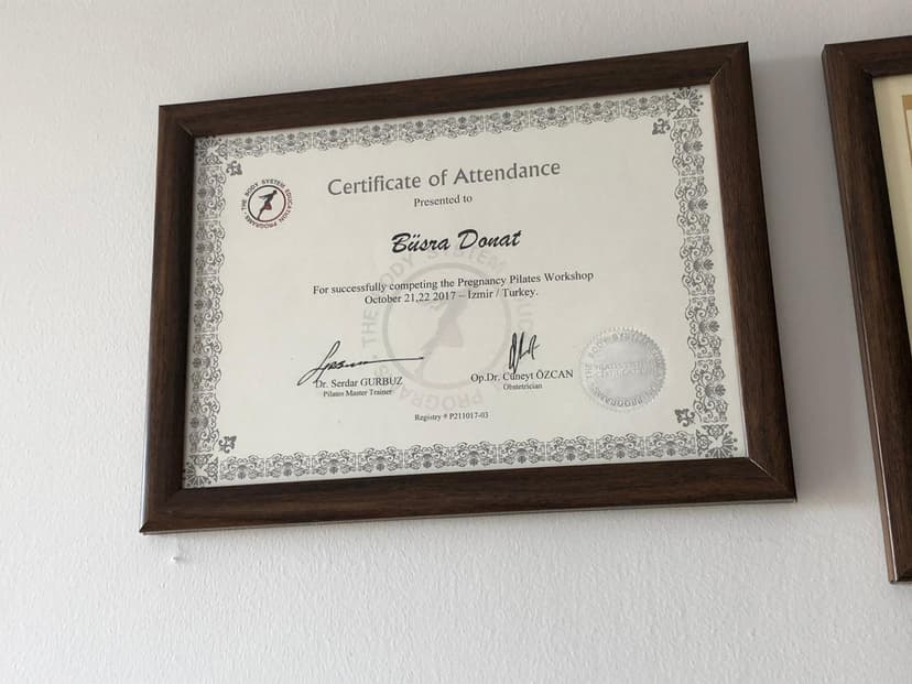 Hamilelikte Egzersiz ve Pilates Workshop Katılım Belgesi