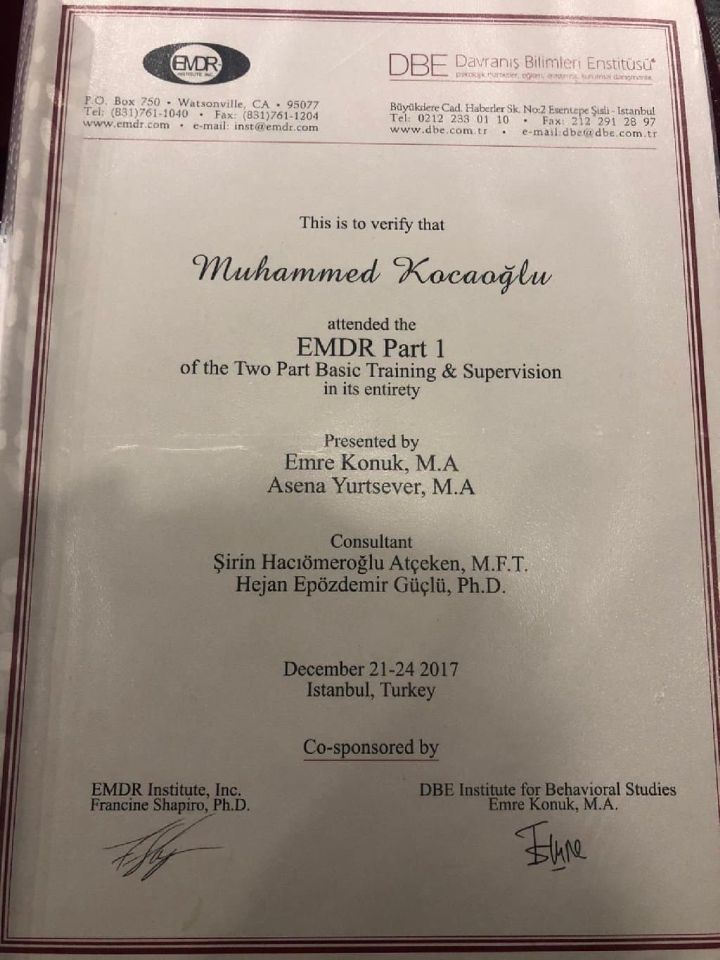 EMDR (Göz Hareketleri ile Duyarsızlaştırma ve Yeniden İşleme Tekniği)