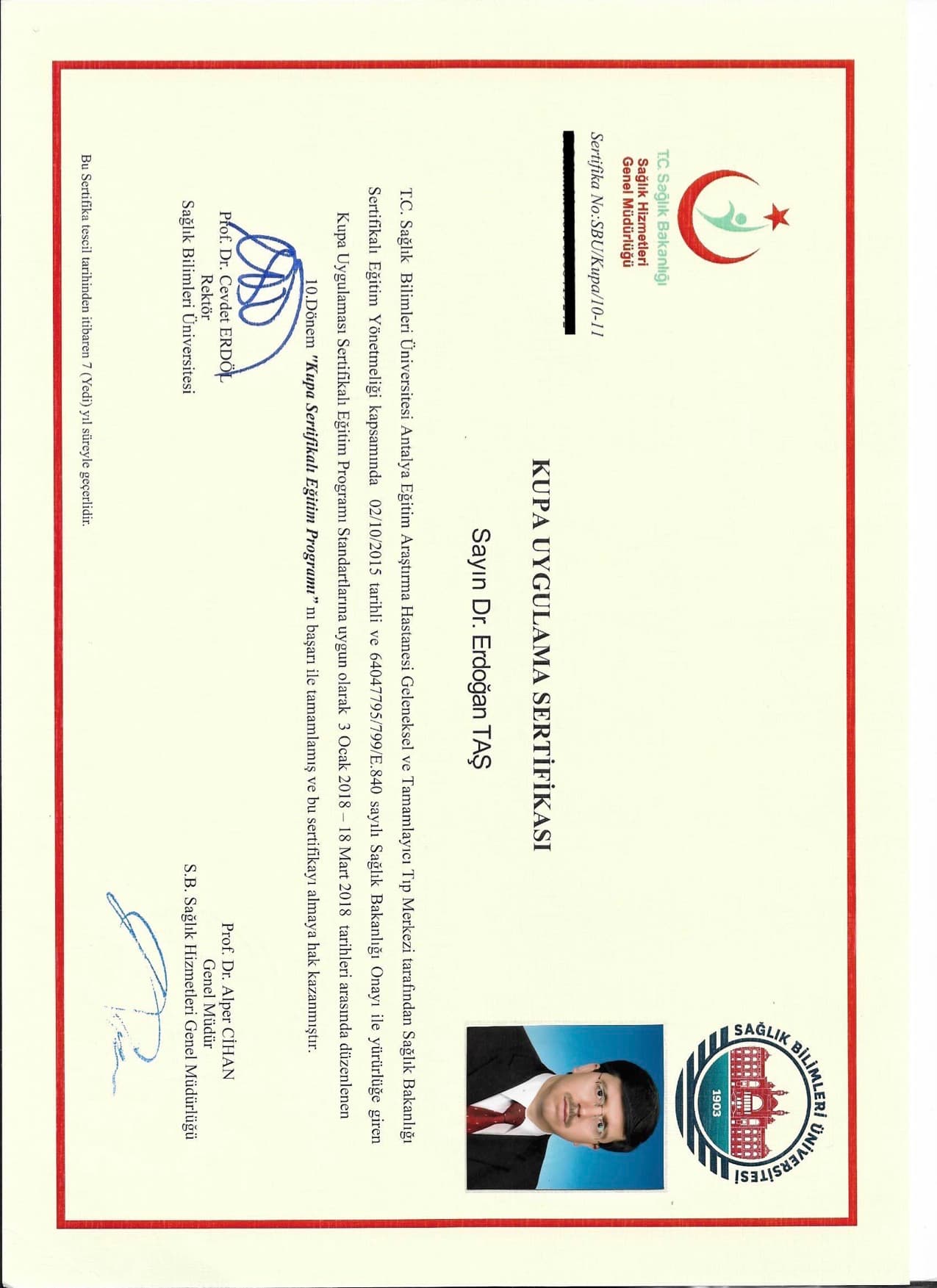 Hacamat Kupa Uygulama Sertifikası Sağlık Bakanlığı