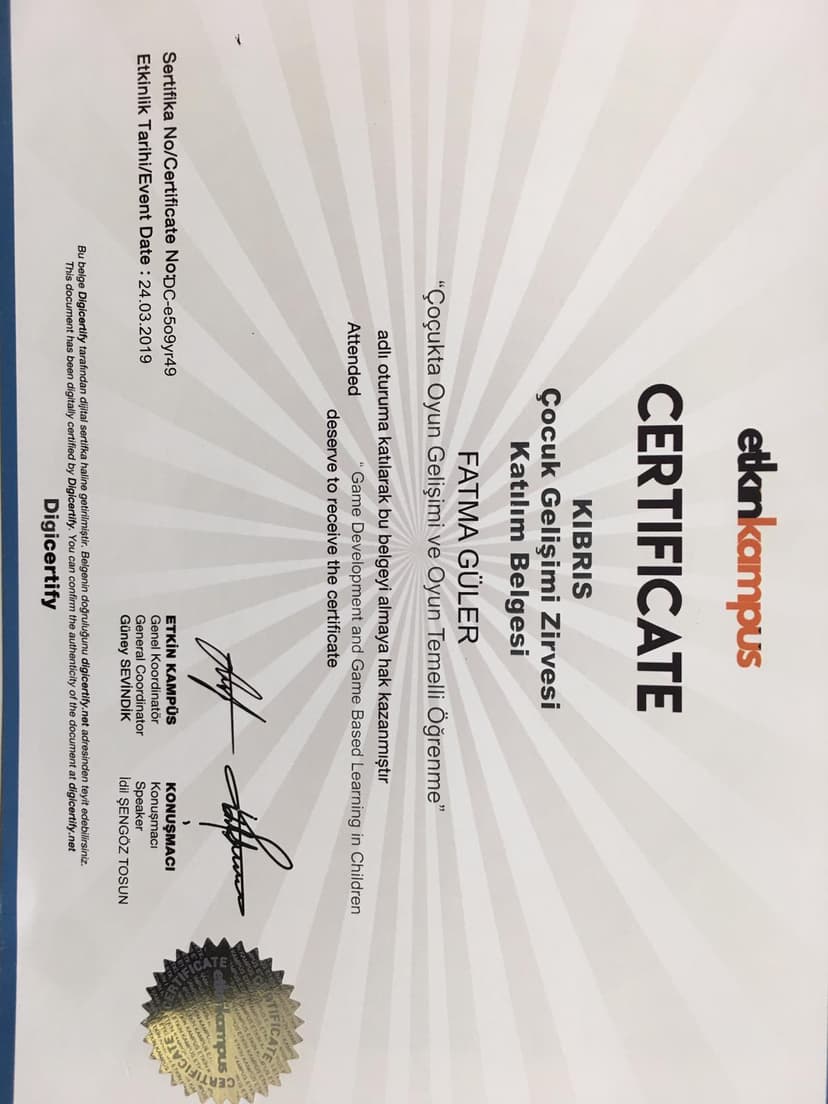 Çocukta Oyun Gelişimi ve Oyun Temelli Öğrenme