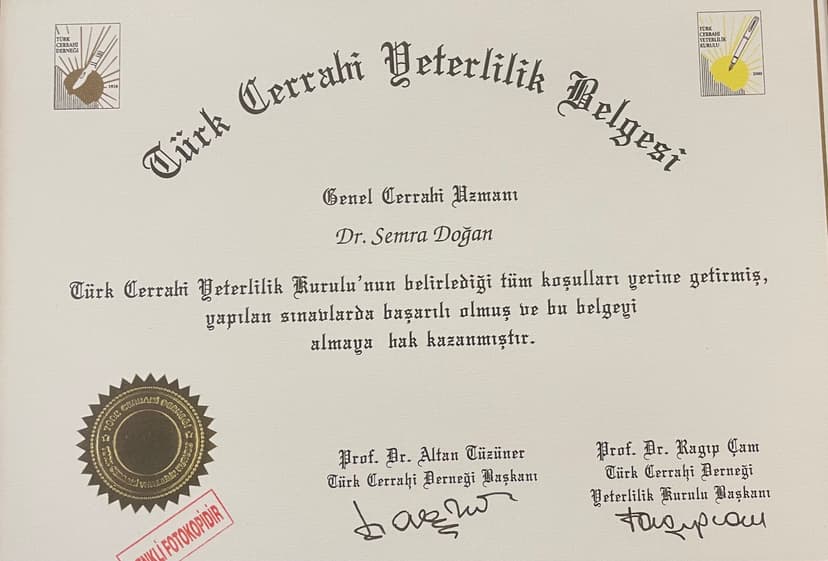 Türk cerrahi yeterlili belgesi