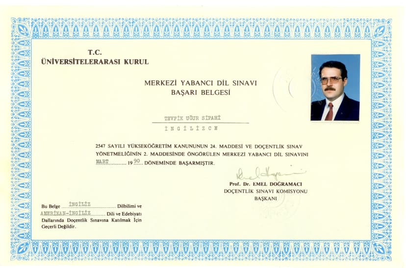 Merkezi Yabancı Dil Sınavı Başarı Belgesi