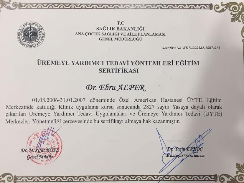 Üremeye Yardımcı Tedavi Yöntemleri Eğitim Sertifikası
