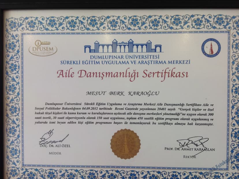 Aile Danışmanlığı Sertfikası