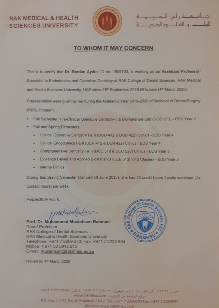 UAE yardimci docentlik