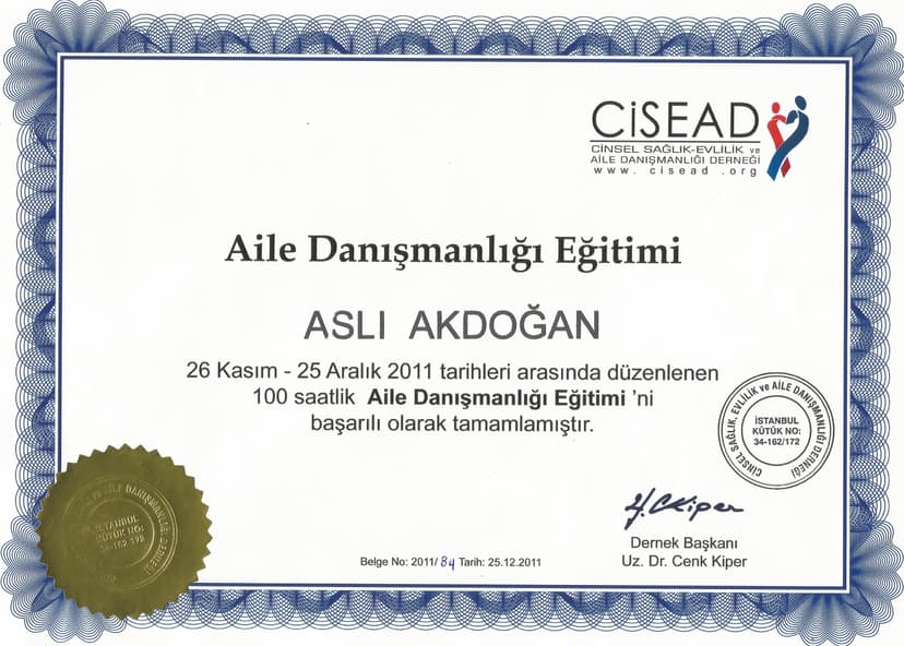 CISEAD Aile Danışmanlığı Sertifikası