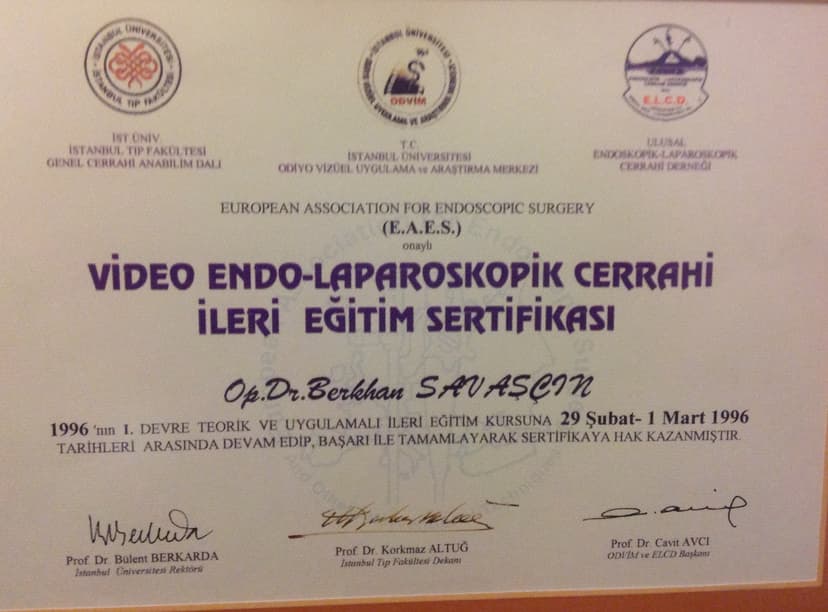 Video Endo-Laparoskopik Cerrahi İleri Eğitim Sertifikası