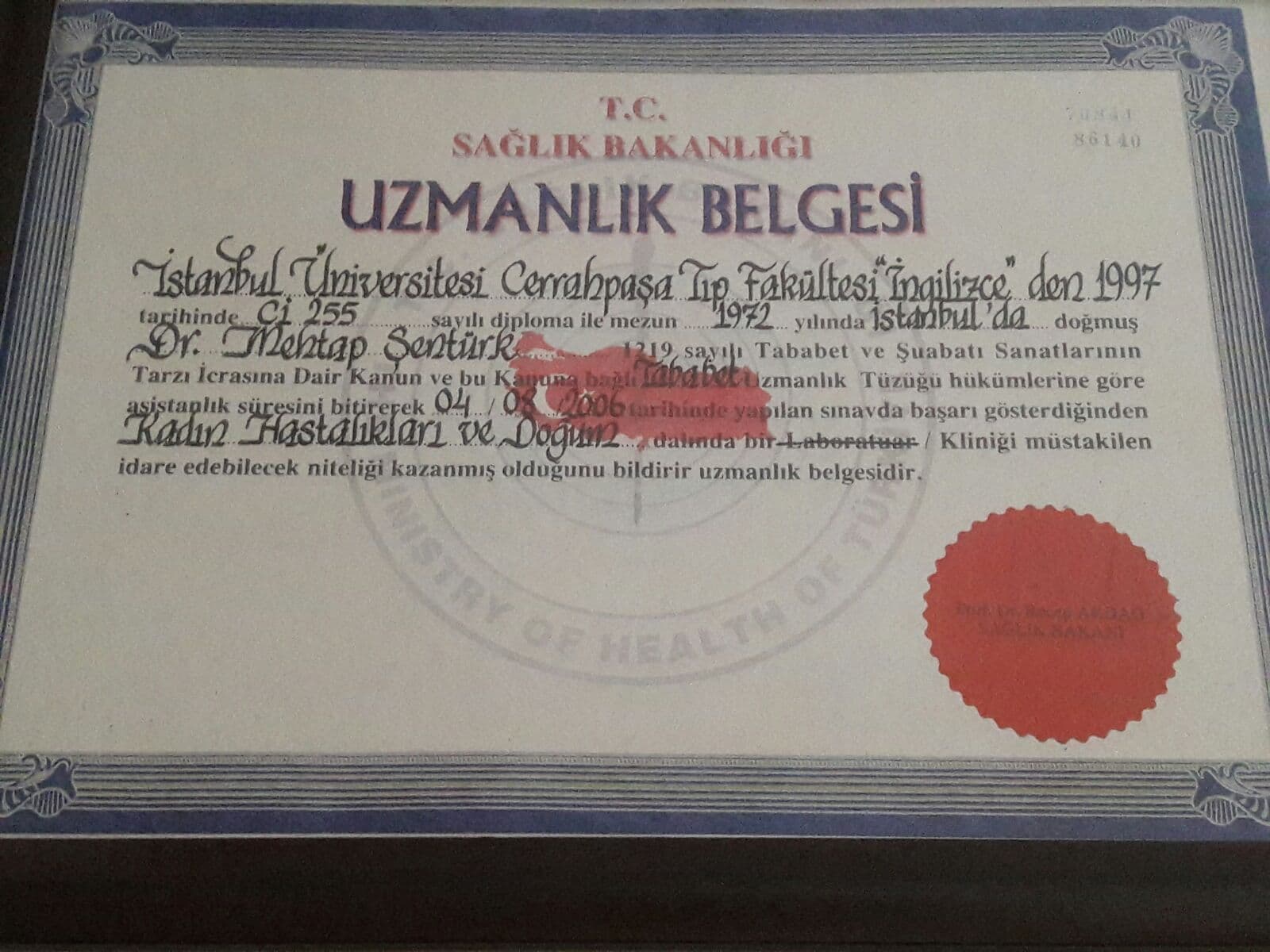 Uzmanlık Belgesi