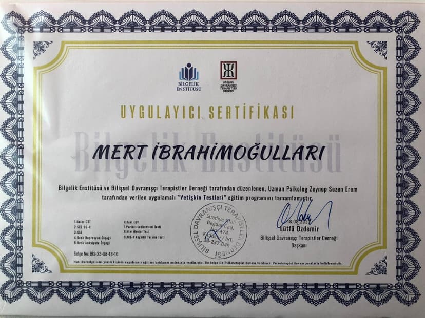 Yetişkin Testleri Uygulayıcı Sertifikası