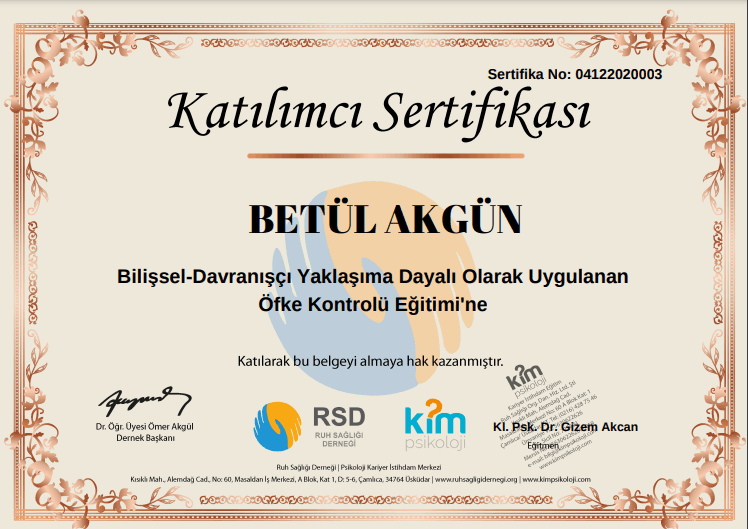 Bilişsel Davranışçı Terapi Eğitimi