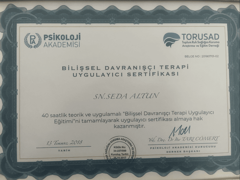BİLİŞSEL DAVRANIŞÇI TERAPİ UYGULAYICI