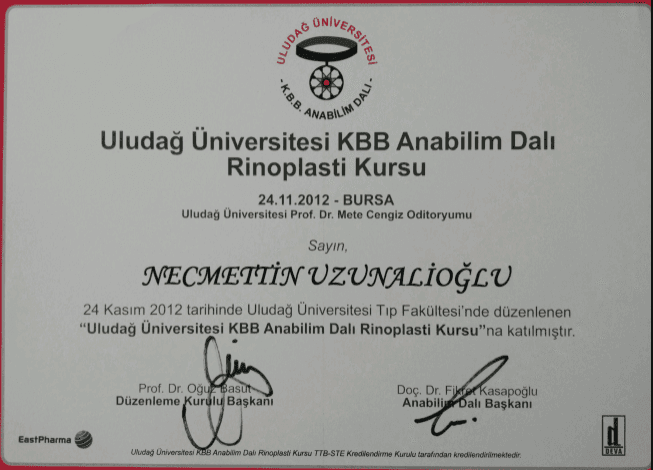 Uludağ Üniversitesi KBB Anabilim Dalı Rinoplasti Kursu