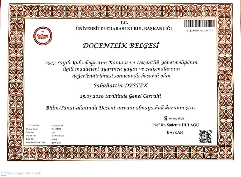 Doçent Doktor Belgesi