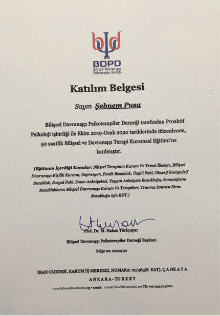 Bilişsel ve Davranışçı Terapi