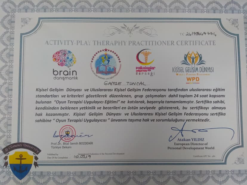 OYUN TERAPİSİ UYGULAYICI EĞİTİMİ (09-10 Mart 2019)