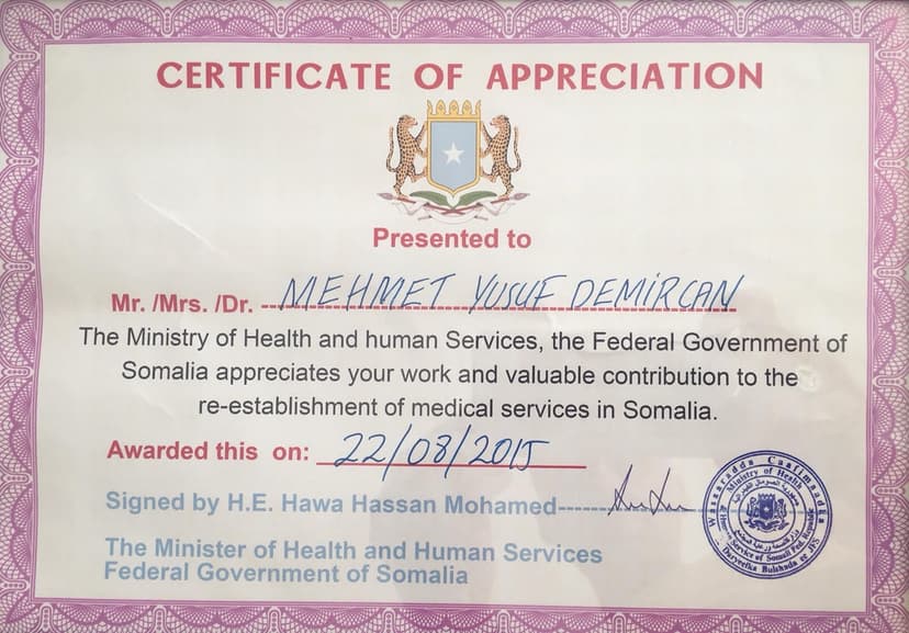 Certificate of Apreciation