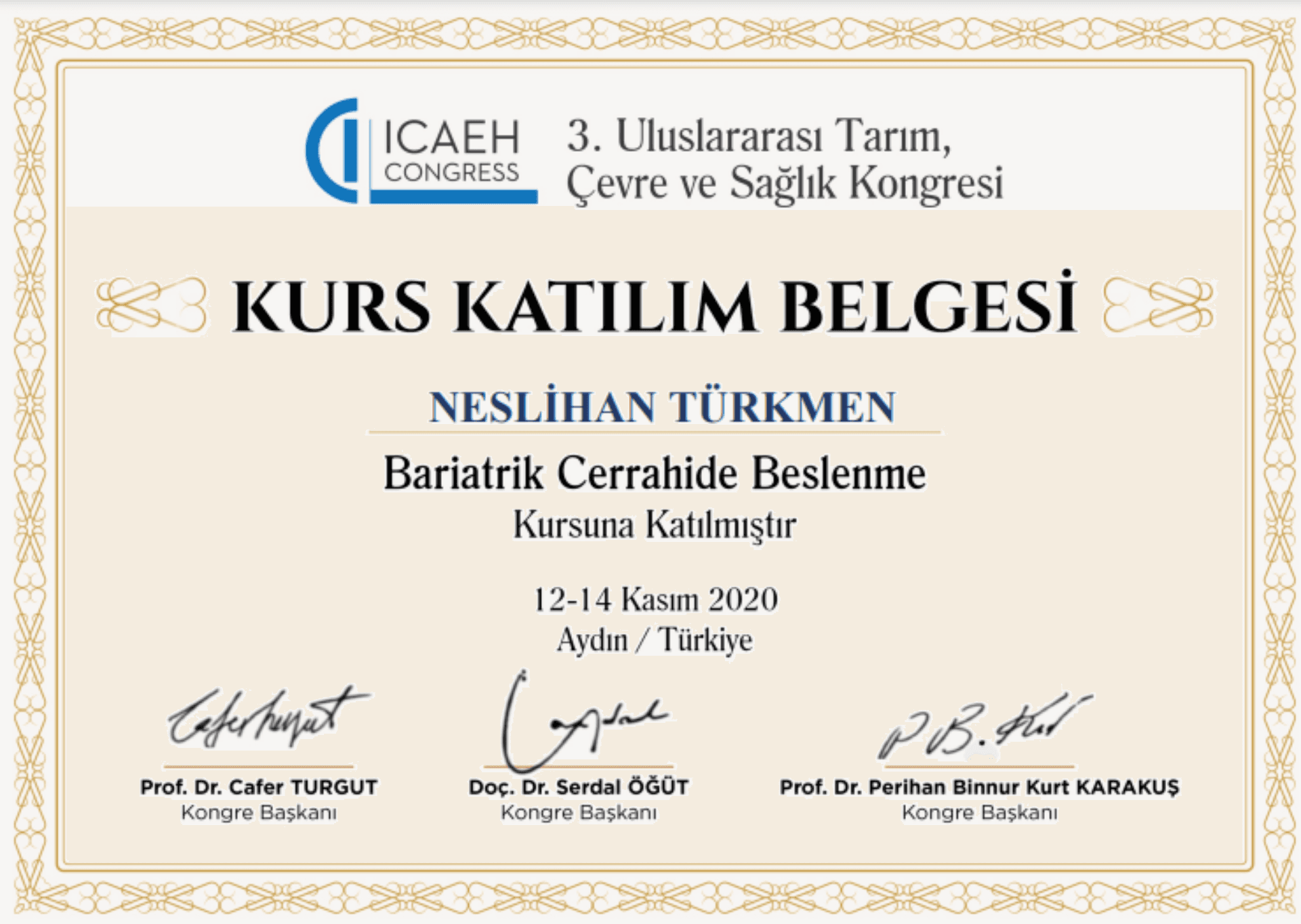BARİATRİK CERRAHİDE BESLENME KURSU