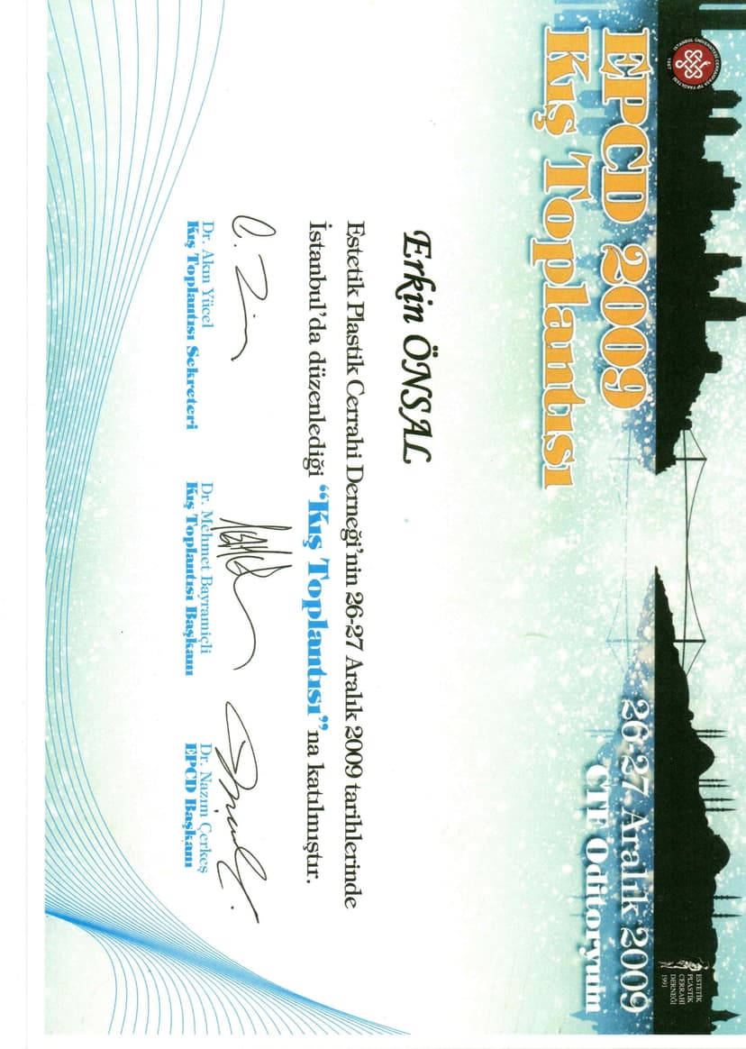 EPCD 2009 Kış Toplantısı Katılım Sertifikası