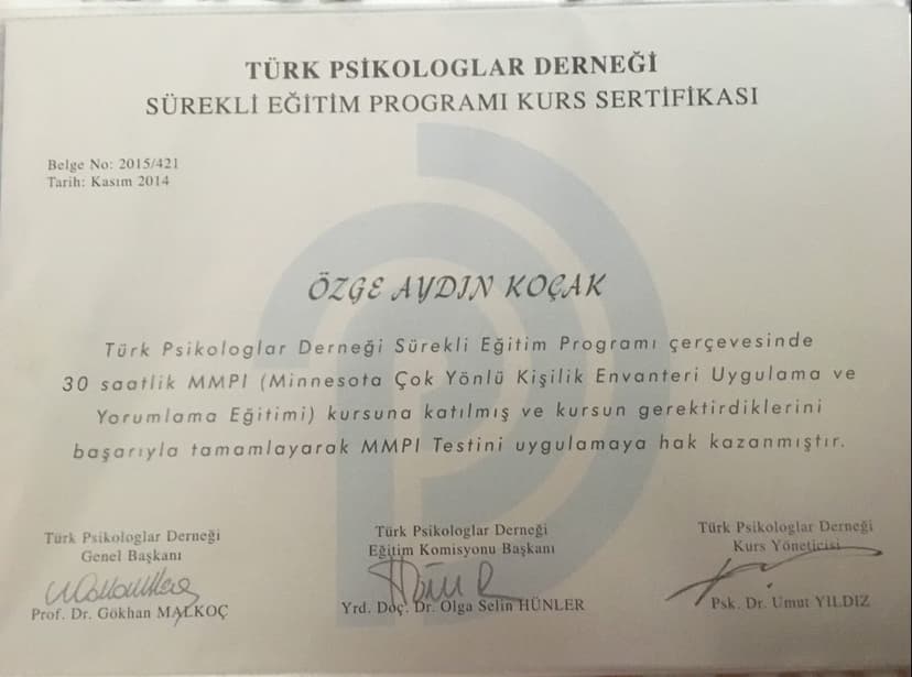 MMPI Uygulayıcı Eğitimi