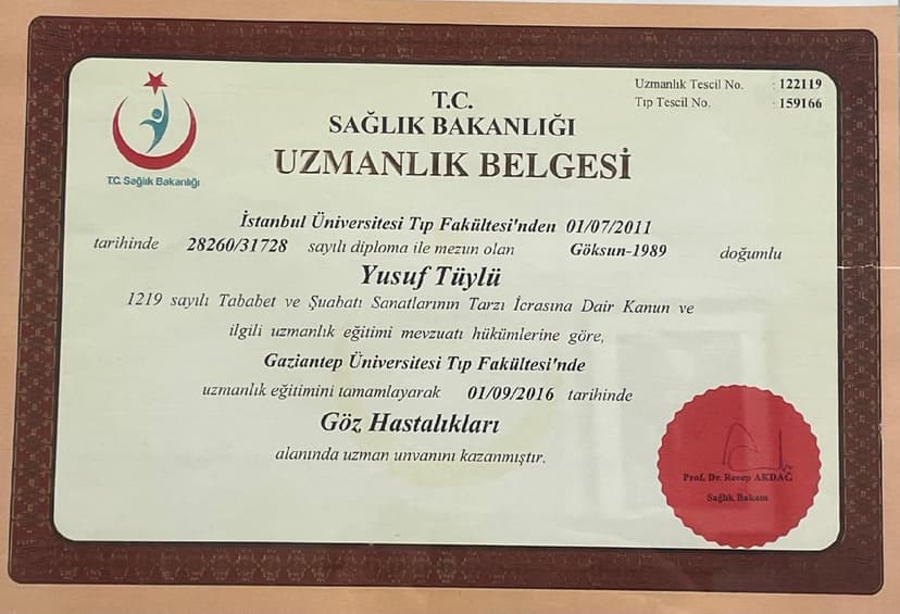 T.C SAĞLIK BAKANLIĞI UZMANLIK BELGESİ