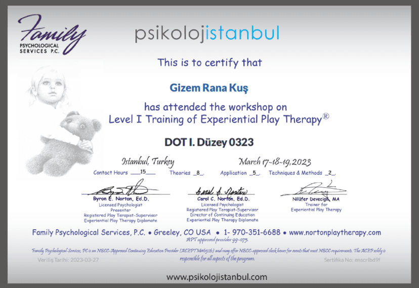 DENEYİMSEL OYUN TERAPİSİ 1. DÜZEY