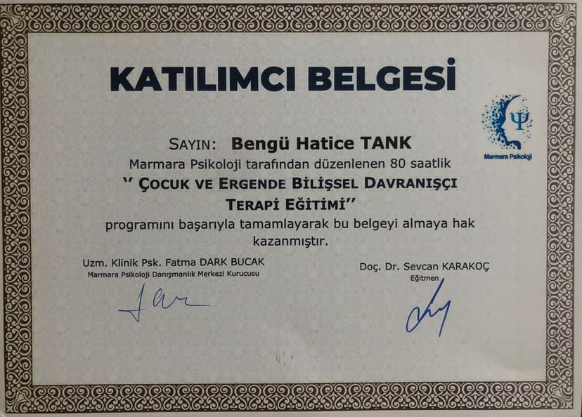 Çocuk ve Ergen Bilişsel Davranışçı Terapi