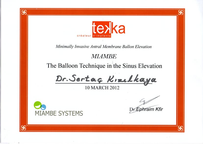 TEKA implant MIAMBE System kurs sertifikası