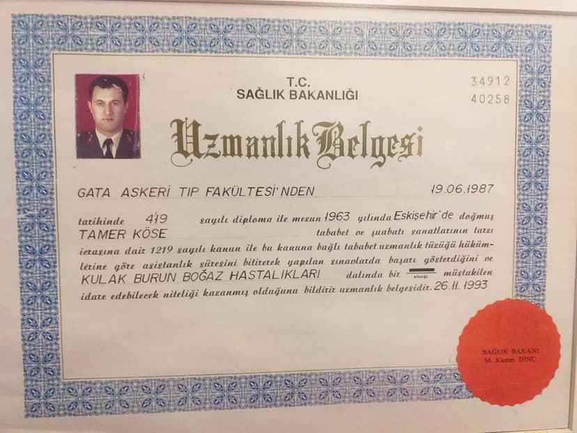 Sağlık Bakanlığı Uzmanlık Belgesi