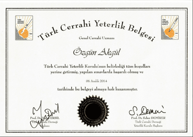 Türk Cerrahi Yeterlilik Belgesi