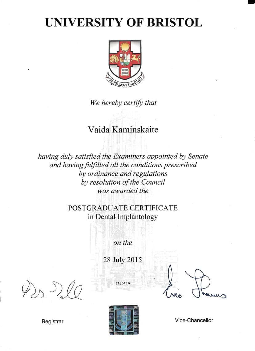 Postgraduate Sertificate in Dental İmplantology