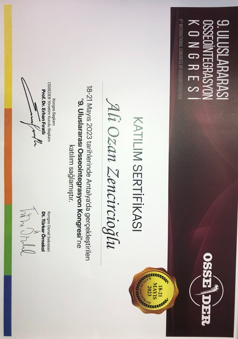 9.ULUSLARARASI OSSEOİNTEGRASYON KONGRESİ