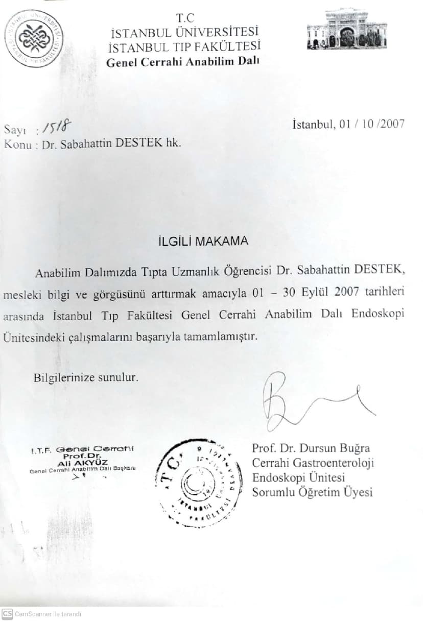 Endoskopi Eğitimi Sertifikası