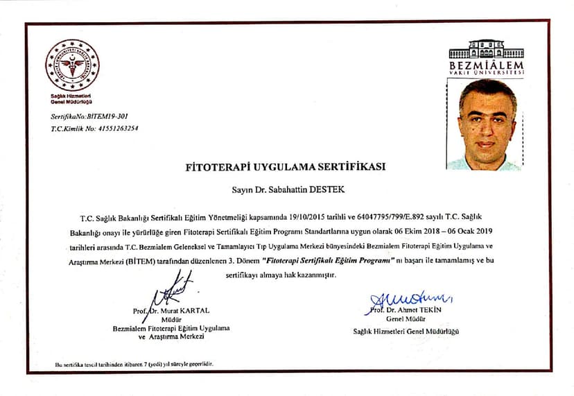 Fitoterapi Uzmanlığı Sertifikası