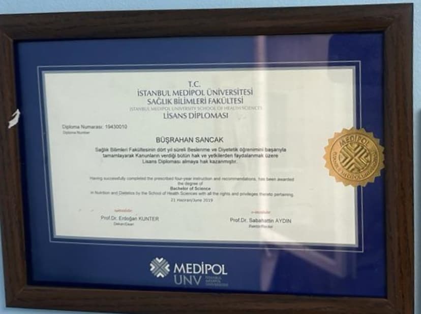 Beslenme ve Diyet Lisans Diploması