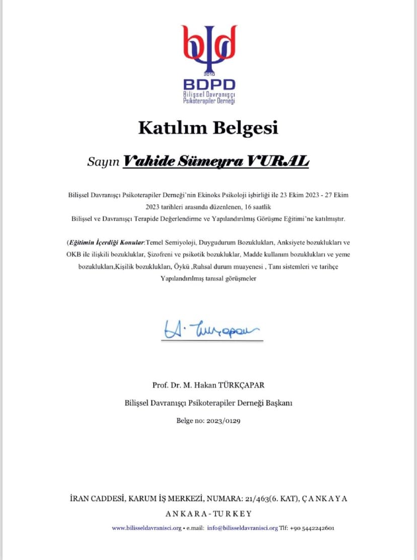 Bilişsel ve Davranışçı Terapi