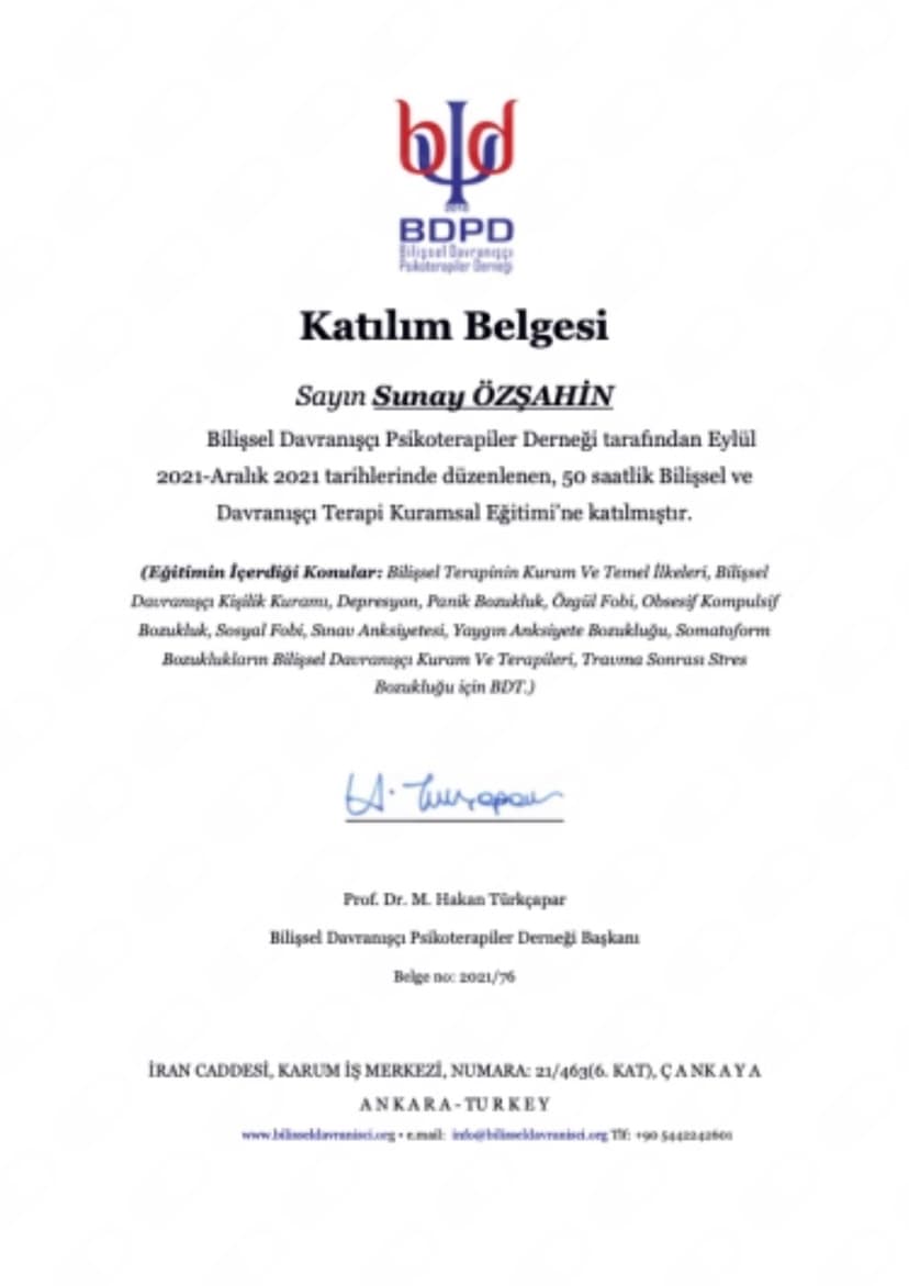 Bilişsel Davranışçı Terapi