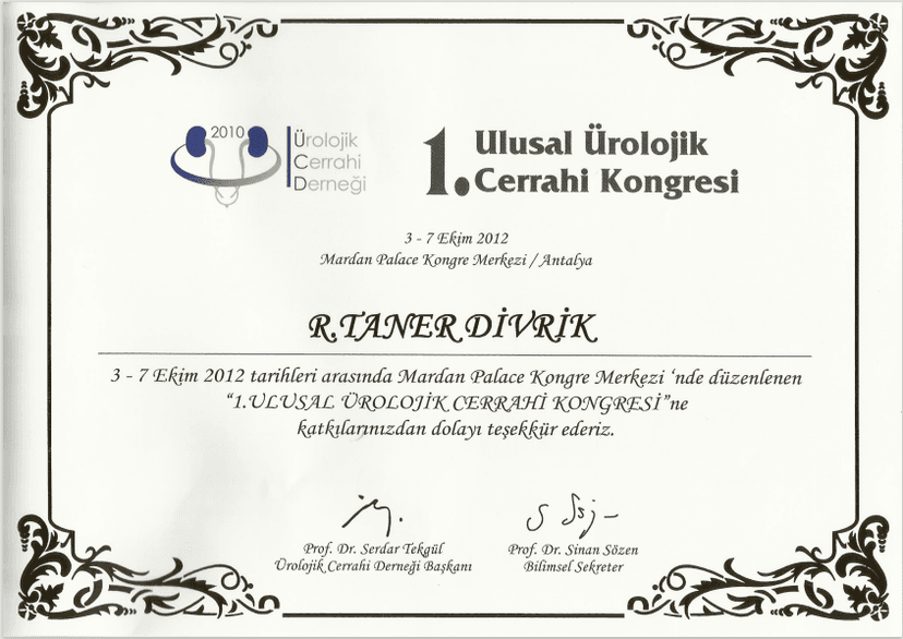1.Ulusal Ürolojik Cerrahi Kongresi