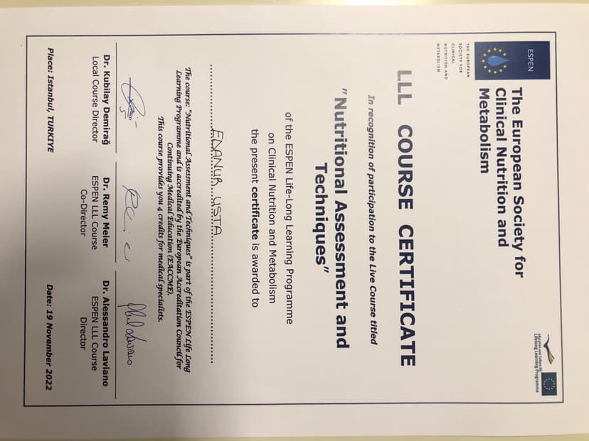 Nutritional Assessment and Techniques (LLL Course)