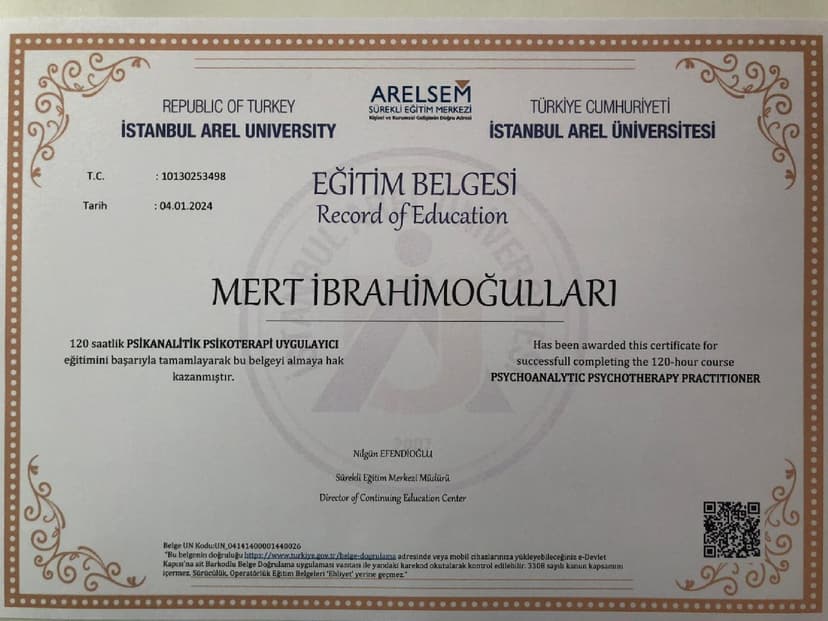 Psikanalitik Psikoterapi Uygulayıcı Sertifikası