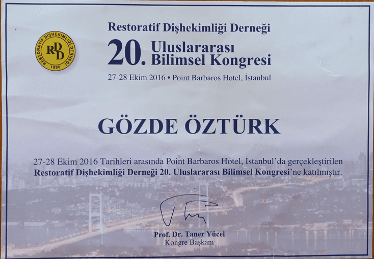 RESTORATİF DİŞ HEKİMLİĞİ DERNEĞİ 20.ULUSLARARASI BİLİMSEL KONGRESİ