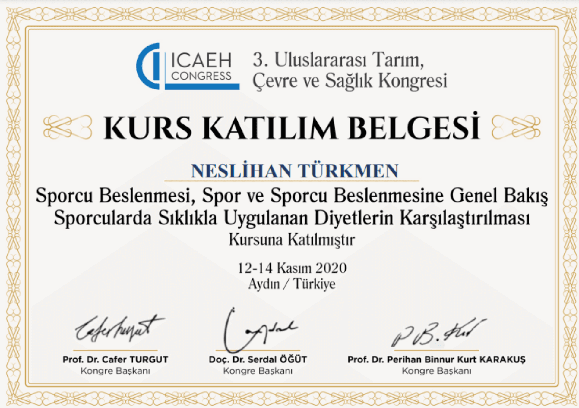 SPORCU BESLENMESİ, SPOR VE SPORCU BESLENMESİNE GENEL BAKIŞ, SPORCULARDA SIKLIKLA UYGULANAN DİYETLERİN KARŞILAŞTIRILMASI KURSU
