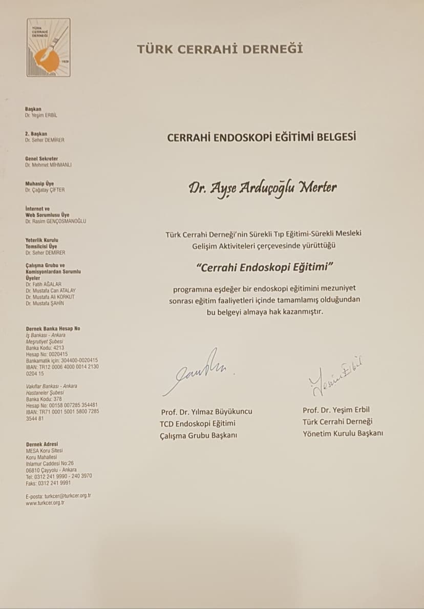 Cerrahi Endoskopi Sertifikası