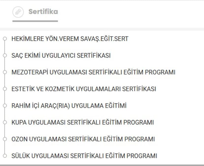 Tüm Sertifikalar