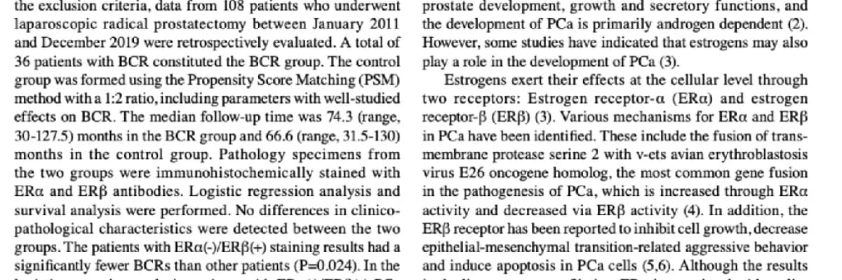 Prognostic value of estrogen receptors in patients who underwent prostatectomy for non‐metastatic prostate cancer