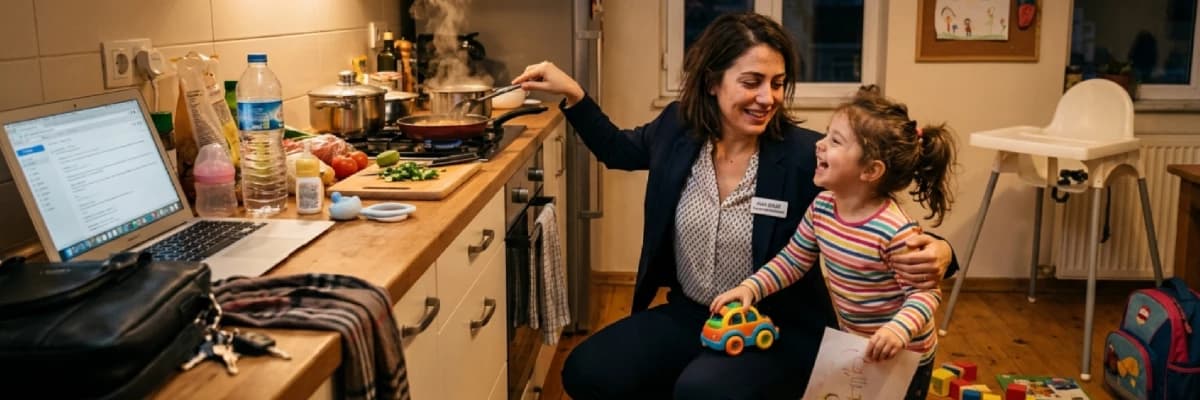ÇALIŞAN ANNENİN MESAİ SONRASI EVDE ÇOCUĞUYLA İMTİHANI