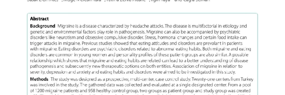 Eating attitudes of migraine patients in Turkey: a prospective multi-center study