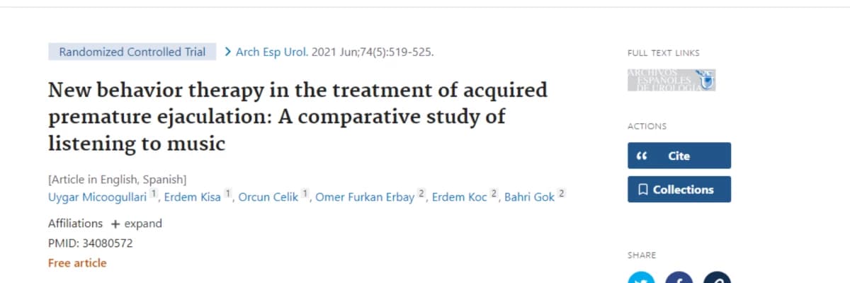 New behavior therapy in the treatment of acquired premature ejaculation: A comparative study of listening to music